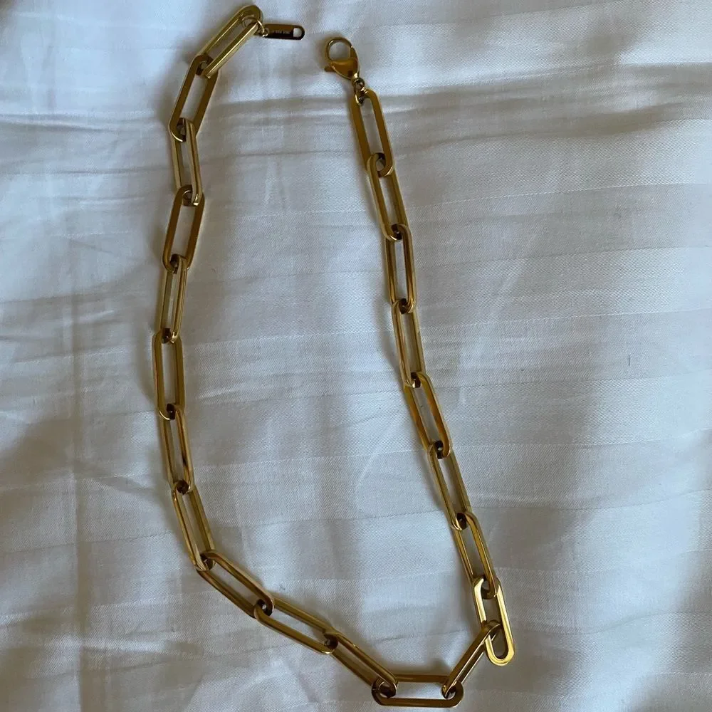 NOA Jewelry 16” 18 KT Gold Plated Paperclip Necklace